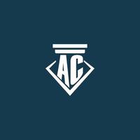 AC iniziale monogramma logo per legge ditta, avvocato o avvocato con pilastro icona design vettore