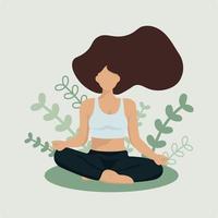 yoga ragazza senza volto nel moderno stile. bellissimo giovane ragazza. piatto vettore illustrazione. salutare stile di vita, sport, fitness. meditazione la pratica.