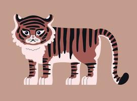 disegnato carino tigre nel moderno stile. vettore piatto illustrazione. anno di il tigre 2022. figli di stile. per Natale carte, manifesti, magneti.