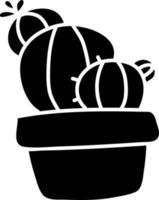 tre nero cactus nel un' pentola, illustrazione, vettore su bianca sfondo.