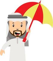 arabo uomini con ombrello, illustrazione, vettore su bianca sfondo.