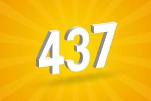 3d 437 numero font alfabeto. bianca 3d numero 437 con giallo sfondo vettore