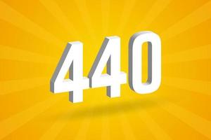 3d 440 numero font alfabeto. bianca 3d numero 440 con giallo sfondo vettore