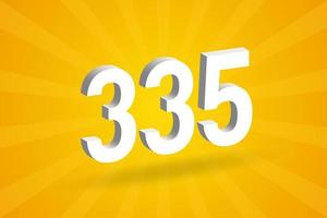 3d 335 numero font alfabeto. bianca 3d numero 335 con giallo sfondo vettore