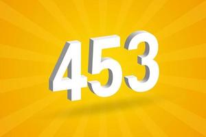 3d 453 numero font alfabeto. bianca 3d numero 453 con giallo sfondo vettore