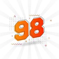 98 numero vettore font alfabeto. numero 98 con decorativo elemento azione vettore