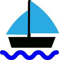 blu vela barca, illustrazione, vettore, su un' bianca sfondo. vettore