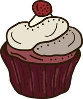 rosso cupcake, illustrazione, vettore su bianca sfondo.