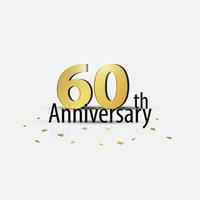 oro 60 ° anno anniversario celebrazione elegante logo bianca sfondo vettore