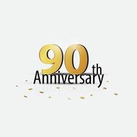 oro 90 ° anno anniversario celebrazione elegante logo bianca sfondo vettore