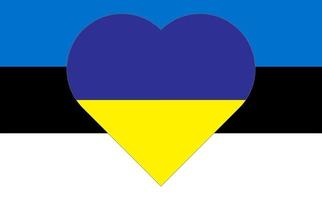 un' cuore dipinto nel il colori di il bandiera di Ucraina su il bandiera di Estonia. vettore illustrazione di un' blu e giallo cuore su il nazionale simbolo.