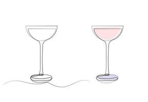 vino bicchiere continua linea disegno elegante minimalista grafico vettore