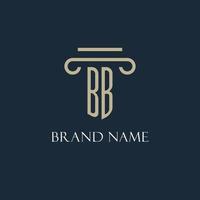 bb iniziale logo per avvocato, legge ditta, legge ufficio con pilastro icona design vettore