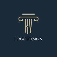 kv iniziale logo per avvocato, legge ditta, legge ufficio con pilastro icona design vettore