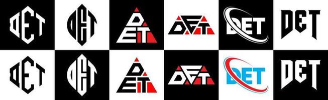 det lettera logo design nel sei stile. det poligono, cerchio, triangolo, esagono, piatto e semplice stile con nero e bianca colore variazione lettera logo impostato nel uno tavola da disegno. det minimalista e classico logo vettore