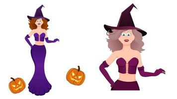 Halloween strega vettore illustrazione, strega personaggio vettore illustrazione
