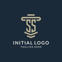 ss iniziale logo monogramma con semplice lusso pilastro linea vettore design