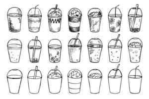 carino tazza di acqua, frappè, succo o bibita. bevanda illustrazione. semplice cocktail clipart impostato vettore