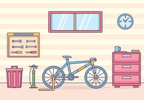 Illustrazione di officina di biciclette