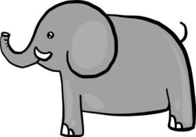 poco grigio elefante, illustrazione, vettore su bianca sfondo.