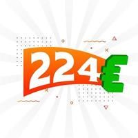 224 Euro moneta vettore testo simbolo. 224 Euro europeo unione i soldi azione vettore