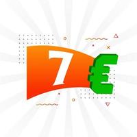 7 Euro moneta vettore testo simbolo. 7 Euro europeo unione i soldi azione vettore