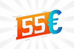 55 Euro moneta vettore testo simbolo. 55 Euro europeo unione i soldi azione vettore