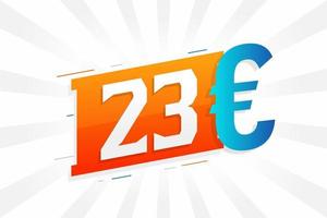 23 Euro moneta vettore testo simbolo. 23 Euro europeo unione i soldi azione vettore
