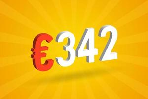 342 Euro moneta 3d vettore testo simbolo. 3d 342 Euro europeo unione i soldi azione vettore