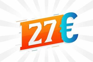 27 Euro moneta vettore testo simbolo. 27 Euro europeo unione i soldi azione vettore