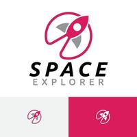 spazio esploratore razzo pianeta moderno scienza logo vettore