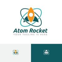 atomo razzo spazio nave moderno scienza tecnologia logo vettore