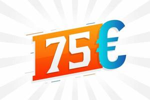 75 Euro moneta vettore testo simbolo. 75 Euro europeo unione i soldi azione vettore