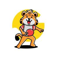 carino tigre giocando tavolo tennis vettore