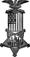 distintivo di il mille dollari esercito di il repubblica, rovescio lato, Vintage ▾ illustrazione. vettore