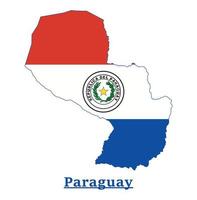 paraguay nazionale bandiera carta geografica disegno, illustrazione di paraguay nazione bandiera dentro il carta geografica vettore