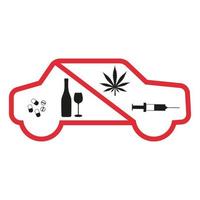 auto e farmaci Proibito cartello illustrazione vettore