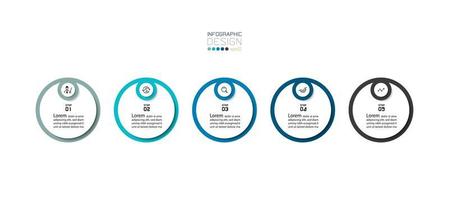 moderna presentazione infografica rotonda in 5 fasi vettore