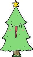 cartone animato carino Natale albero vettore