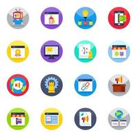 imballare di digitale marketing piatto icone vettore