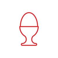 eps10 rosso vettore uovo tazza server titolare con difficile bollito uovo icona isolato su bianca sfondo. uovo In piedi simbolo nel un' semplice piatto di moda moderno stile per il tuo sito web disegno, logo, e mobile App