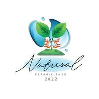 natura conservazione acqua far cadere terra albero bellezza naturale illustrazione logo modello design per marca o azienda e altro vettore