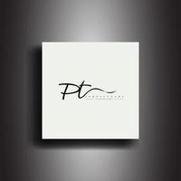 pt firma stile monogramma.calligrafico lettering icona e grafia vettore arte.