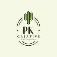 pk iniziale lettera verde cactus logo vettore