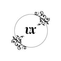 iniziale vx logo monogramma lettera femminile eleganza vettore