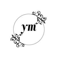 iniziale ym logo monogramma lettera femminile eleganza vettore