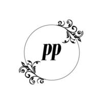 iniziale pp logo monogramma lettera femminile eleganza vettore