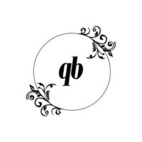 iniziale qb logo monogramma lettera femminile eleganza vettore