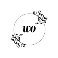 iniziale wo logo monogramma lettera femminile eleganza vettore