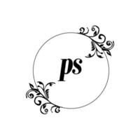 iniziale ps logo monogramma lettera femminile eleganza vettore